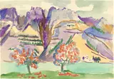 Ernst Ludwig Kirchner, Berglandschaft mit Bäumen. Mitte der 1920er Jahre