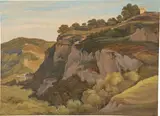 Heinrich Reinhold, Landschaft oberhalb von Subiaco, Öl auf Papier auf Karton