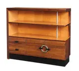 Gilbert Rohde, East India Laurel bookcase cabinet, 1934, East India Laurel, ebonized wood, chrome-plated steel