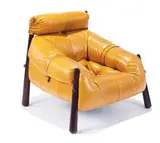 Percival Lafer, Lounge suite (4), 1958, Jacaranda, leather upholstery, slate table top