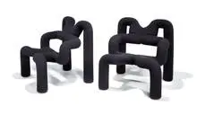 Ekstrem chairs (2) by Terje Ekstrom, 1984, Jersey stretch upholstery, steel frame, sold Dec 2012