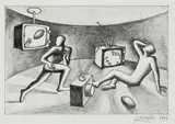 Mark Kostabi, Untitled (Broken TV)
