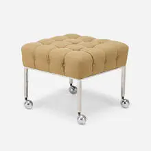 Ottoman by Harvey Probber, c. 1960, chrome-plated steel, upholstery, sold Jul 2021