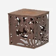 Harvey Probber, Cube table, c. 1960, torch-cut, welded and chased steel