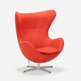 Egg chair by Arne Jacobsen, 1958 / 2003, upholstery, aluminum, matte chrome-plated steel, plastic, sold Jul 2021