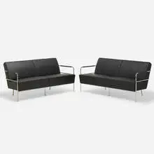 Gunilla Allard, Cinema sofas, pair, 1994, leather, chrome-plated steel