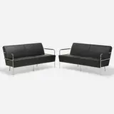 Gunilla Allard, Cinema sofas, pair, 1994, leather, chrome-plated steel