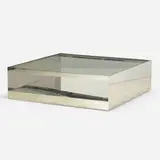 Joseph D'Urso, Low rolling table, model 6048T, 1981, stainless steel, safety glass, casters