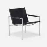 Martin Visser, Armchair, model SZ02, matte chrome-plated steel, leather