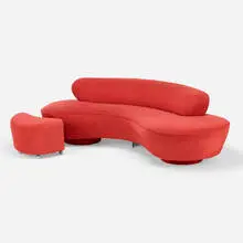 Vladimir Kagan, Long Island sofa, c. 1975, upholstery, acrylic, enameled wood