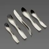János Megyik, Danube flatware service, model 7000, c. 1970, brushed stainless steel