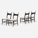 Edward Wormley, Chairs model 5580, set of four, 1955, lacquered mahogany, leather