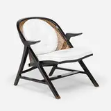 Edward Wormley, Armchair, model 5700-A, 1957, lacquered wood, cane, leather