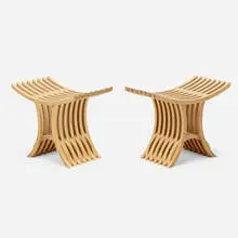 Craft, Benches, pair, c. 2000, laminated oak