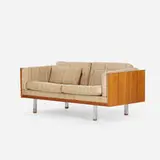 Jydsk Mobelvaerk, IC Interform Collection settee, c. 1965, rosewood, chrome-plated metal, upholstery