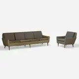 Folke Ohlsson, Sofa and lounge chair, c. 1960, walnut, upholstery