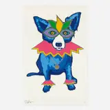George Rodrigue, Party Animal: White, 1995, screenprint in colors