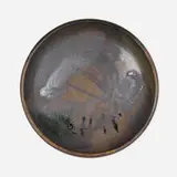 Plate by Toshiko Takaezu, c. 1980, glazed porcelain, sold Jul 2021