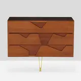 Gio Ponti, Wall-mounted cabinet, c. 1975, mahogany, brass