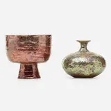 Chalice and vase by Beatrice Wood, c. 1980, lustre-glazed earthenware, sold Jul 2021