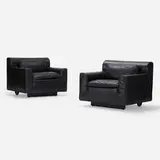 Otto Zapf, Heli chairs, pair, c. 1983, leather, lacquered wood, enameled aluminum