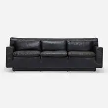 Otto Zapf, Heli sofa, 1983, leather, lacquered wood, enameled aluminum