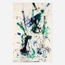 Repeating Violins by Arman, 1976, lithograph in colors, sold Jul 2021