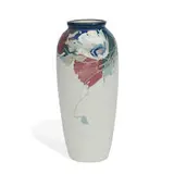White and Decorated earthenware vase with bold poppy decoration by Weller Pottery, sold Apr 2022