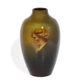 R.G. Turner for Weller Pottery, earthenware Louwelsa vase with a portrait, thought to be Edgar Allan Poe