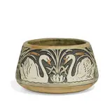 Knifewood earthenware bowl with swans by Weller Pottery, sold Apr 2022