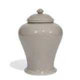 early porcelain covered urn in a soft gray exterior and turquoise interior, shape number 2302 by Rookwood Pottery, sold Apr 2022