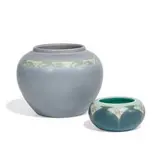 earthenware Vellum glaze vases, two by Rookwood Pottery, sold Apr 2022