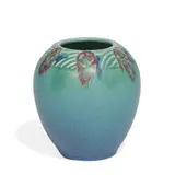 incised and painted earthenware vase with floral decoration, shape number 2100 by Charles S. Todd for Rookwood Pottery, sold Apr 2022