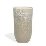 Pine Cone trial glaze earthenware tumbler in gray over tan by Roseville Pottery, sold Apr 2022