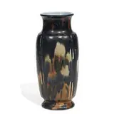 porcelain vase with runny, abstract arrays of color, shape number 2933 by attribution for Rookwood Pottery Jens Jensen, sold Apr 2022