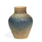 porcelain experimental production vase with Art Deco geometric patterns, shape number 6108 by Rookwood Pottery, sold Apr 2022