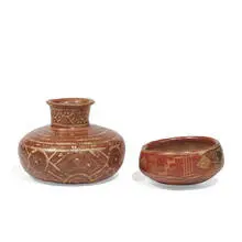 Nayarit, vessels, two: vase and bowl, Mexico