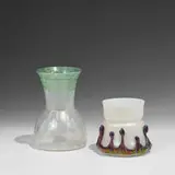 Steuben Division, Corning Glass Works, tapered waisted vase with threaded decoration