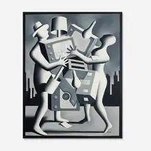 Materialism #2 by Mark Kostabi, 1982, acrylic on canvas, sold Apr 2013