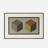 Sol LeWitt, Double Cubes in Grays and Colors Superimposed, 1989, screenprint on paper