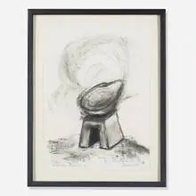 Elm Bowl by David Nash, 1990, charcoal on paper, sold Apr 2013