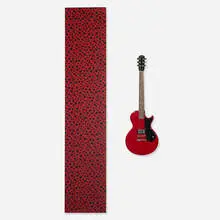 John Armleder, Guitar Multiple, 1987, printed silk on stretcher, Gibson "Melody Maker" electric guitar
