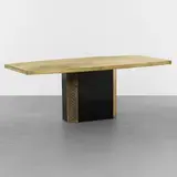 Georges Mathias, dining table, c. 1980, acid-etched brass, laminate
