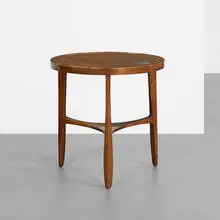 occasional table, model 5741N by Edward Wormley, c. 1957, walnut, Natzler tiles, rosewood, sold Apr 2013