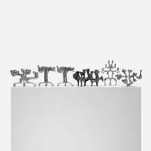 Don Drumm, collection of six candlesticks, c. 1975, cast aluminum