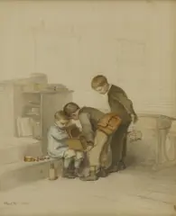 Pierre Édouard Frère, Untitled, charcoal and watercolour 37 x 31cm (2)