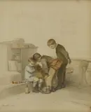 Pierre Édouard Frère, Untitled, charcoal and watercolour 37 x 31cm (2)