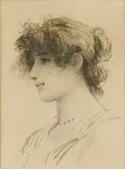 Untitled by Luke Fildes, Sir Luke Fildes RA (1843-1927) HEAD OF A VENETIAN MODEL Chalk 32 x 22cm, sold Jun 2019