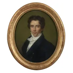 French School, 19th century, Portrait of a Gentleman, pastel on paper in original gilt oval frame