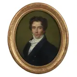 French School, 19th century, Portrait of a Gentleman, pastel on paper in original gilt oval frame